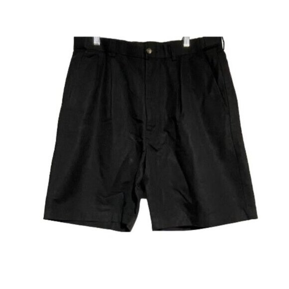 Haggar Men's Linen Blend Flat Front Shorts Casual Outdoor Black 34 - Picture 1 of 3